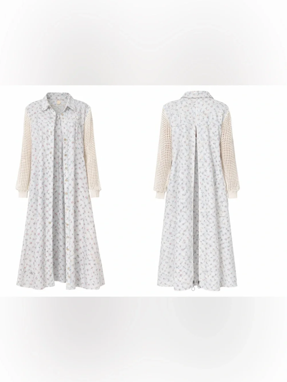 POL Boho Patchwork Duster Dress Crochet Sleeve Longline‎ Shacket Boutique NWOT
